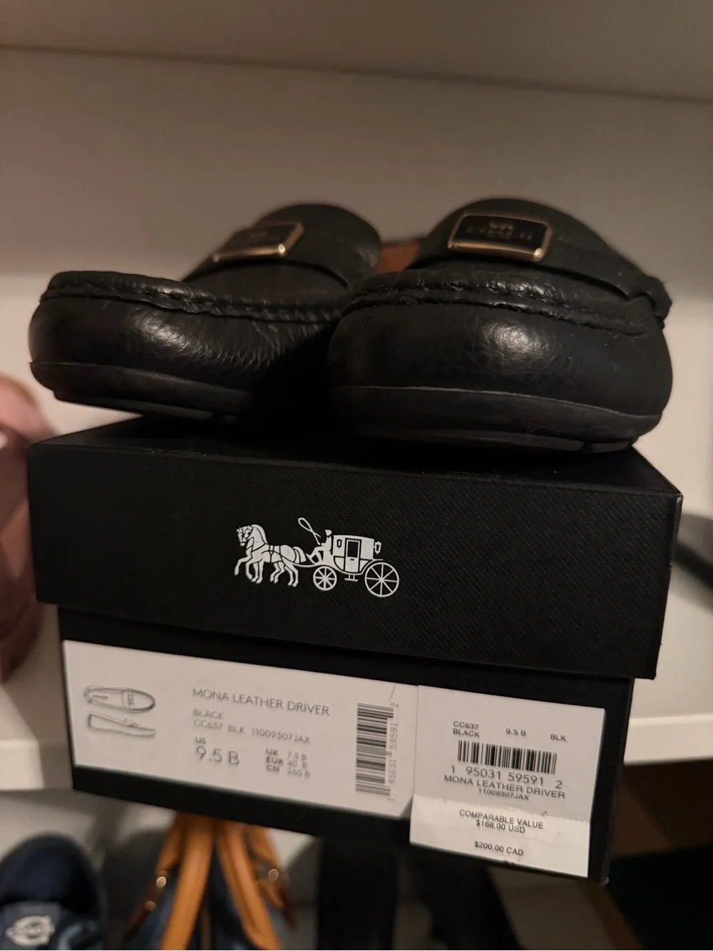 COACH Black Leather Mona Driver Loafers Women’s 9.5 🖤 Pre-Loved - Picture 3 of 9